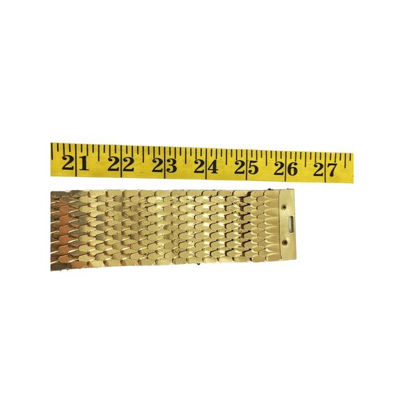 Vintage Gold Belt Stretch Metal Fishscale Elastic Belt Round Buckle main image 5
